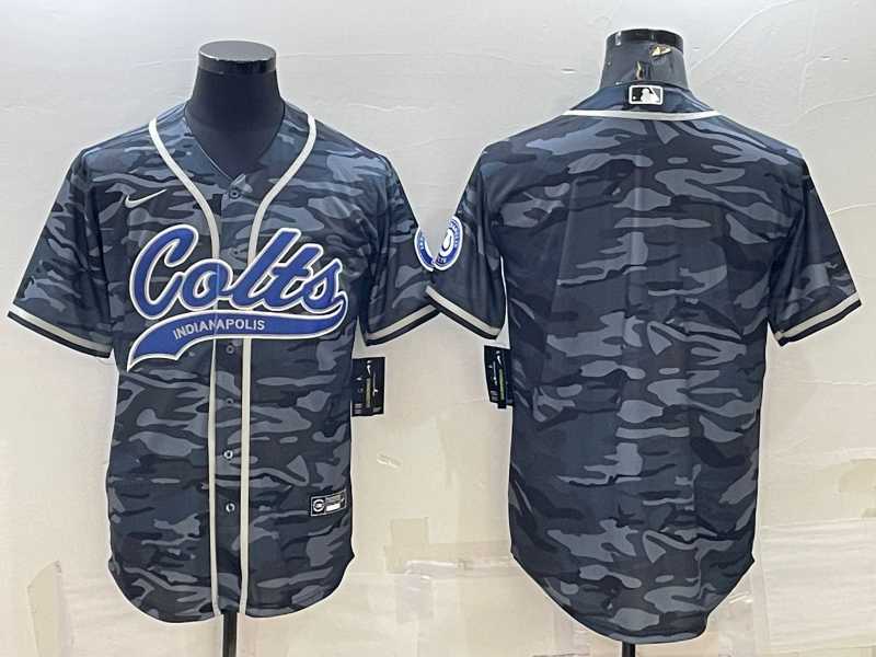 Men%27s Indianapolis Colts Blank Grey Camo With Patch Cool Base Stitched Baseball Jersey
